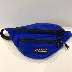 Vintage 90's Jansport Hip Belt Bag Bright Blue Double Zip Fanny Pack